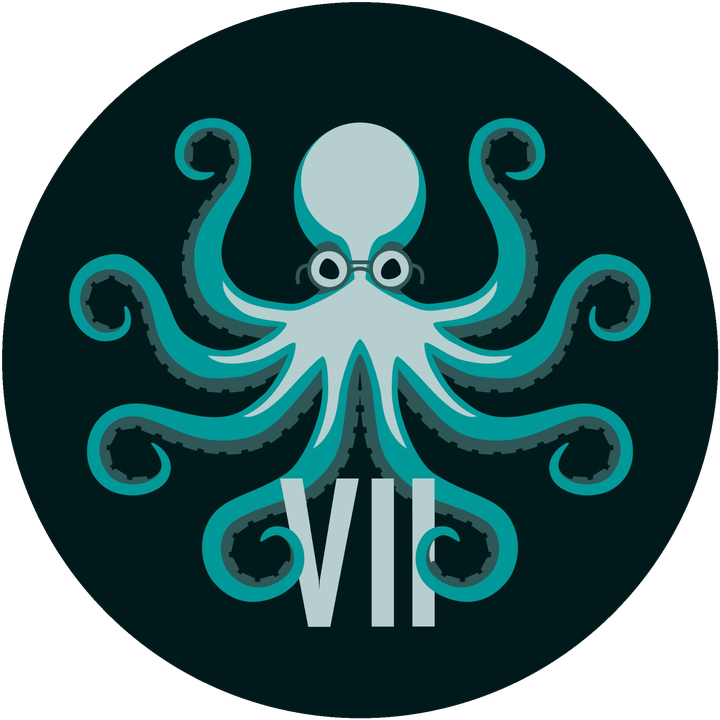The Valor Infinity octopus mascot in round glasses
